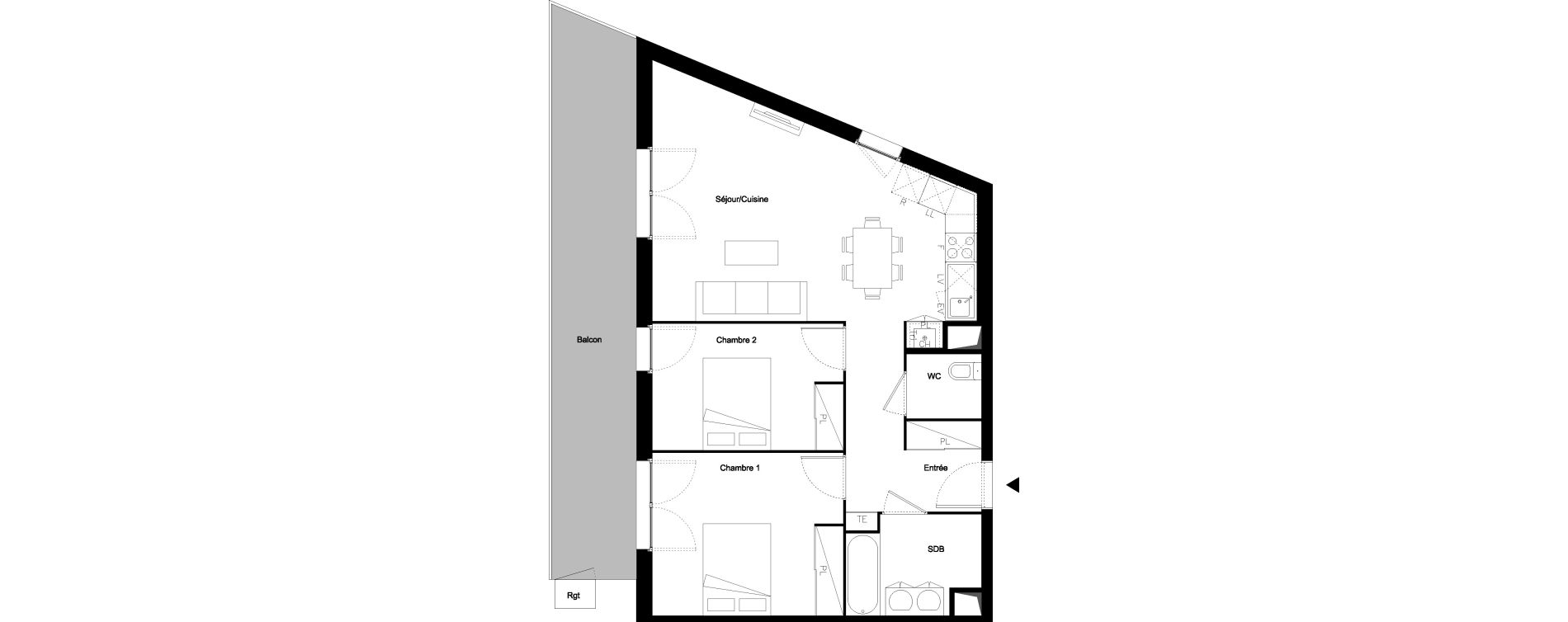 Appartement T3 de 65,87 m2 &agrave; Toulouse Saint-martin-du-touch