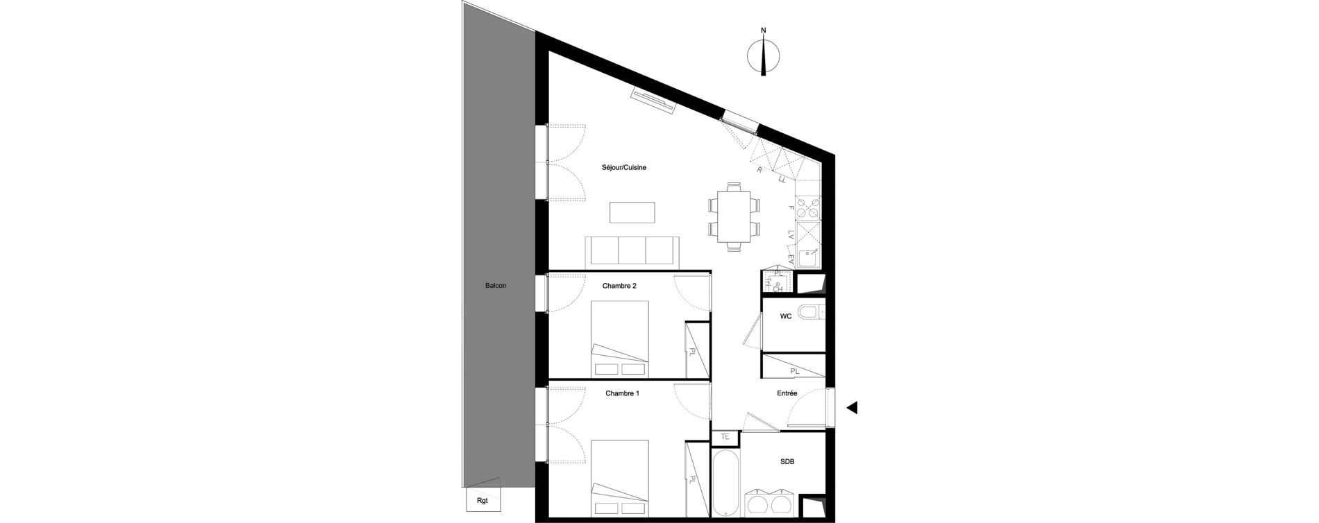 Appartement T3 de 65,87 m2 &agrave; Toulouse Saint-martin-du-touch