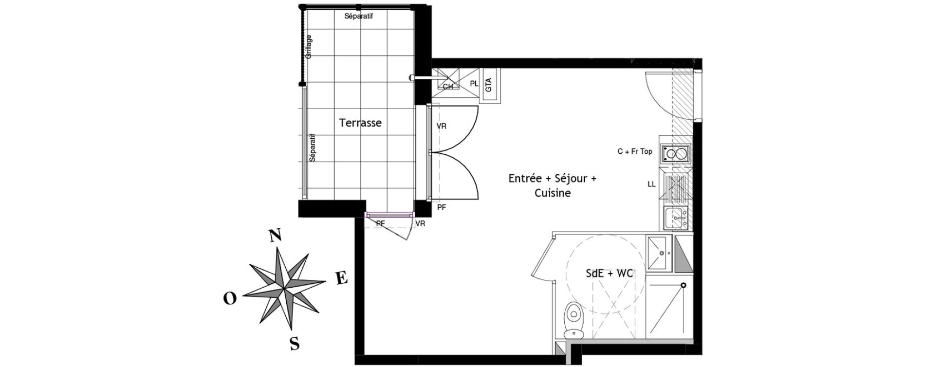 Appartement T1 de 28,46 m2 &agrave; Toulouse Saint-martin-du-touch