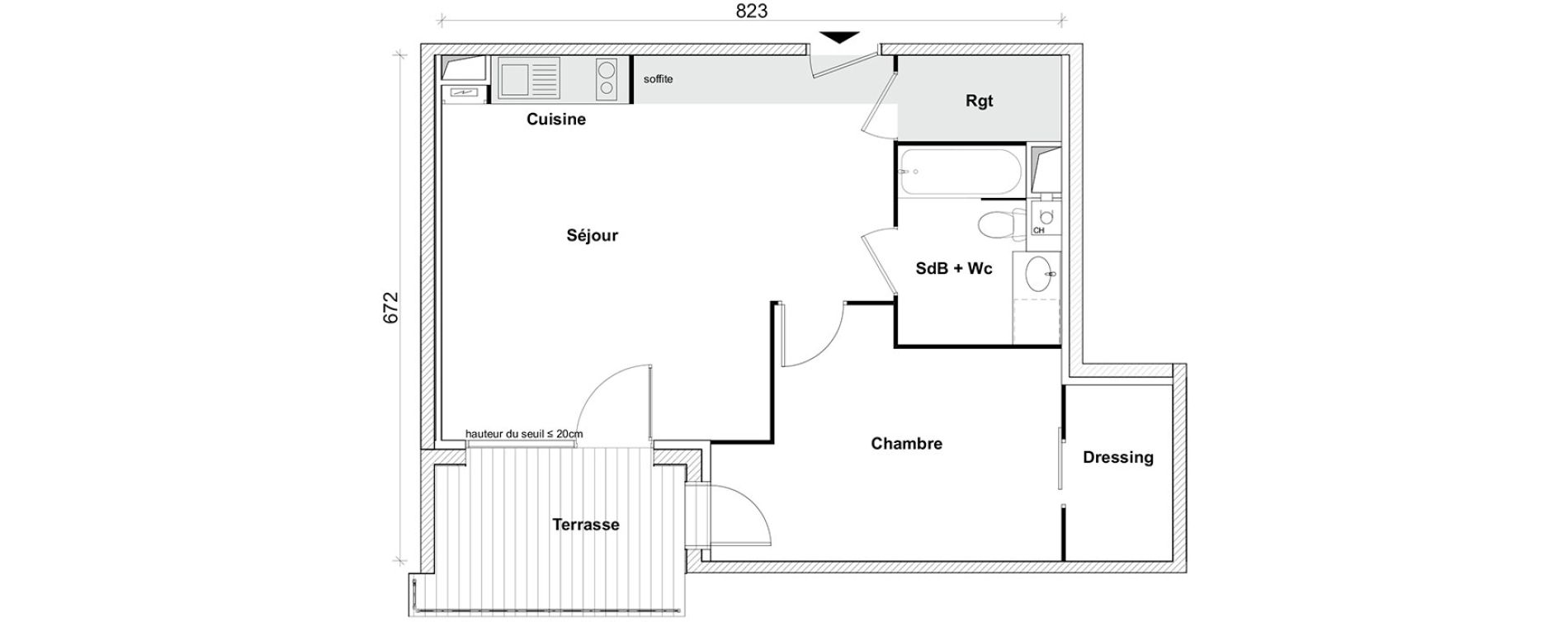 Appartement T2 de 51,21 m2 &agrave; Toulouse Saint-simon