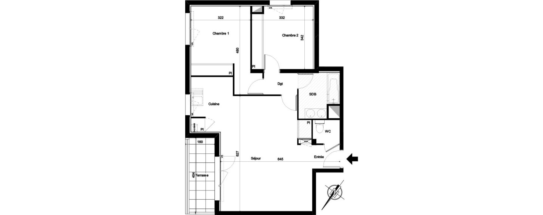 Appartement T3 de 70,75 m2 &agrave; Toulouse Argoulets