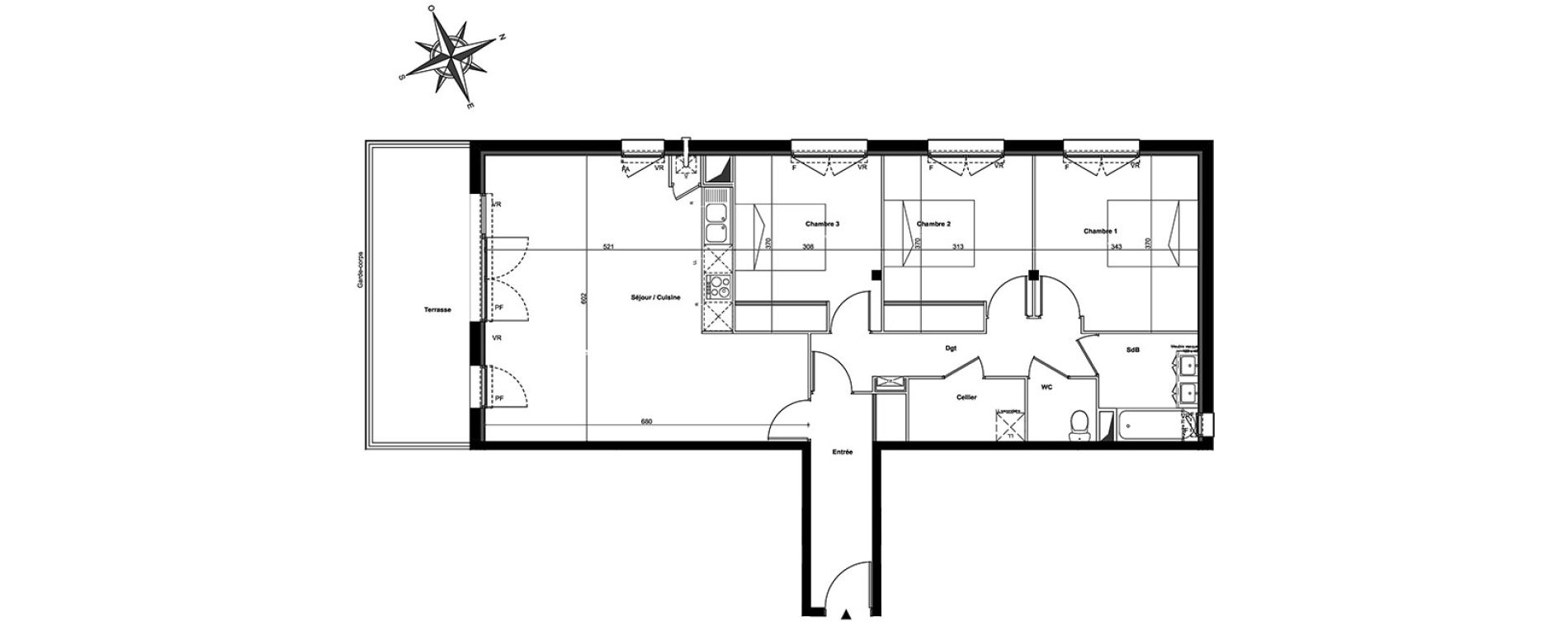 Appartement T4 de 92,02 m2 &agrave; Toulouse Pradettes