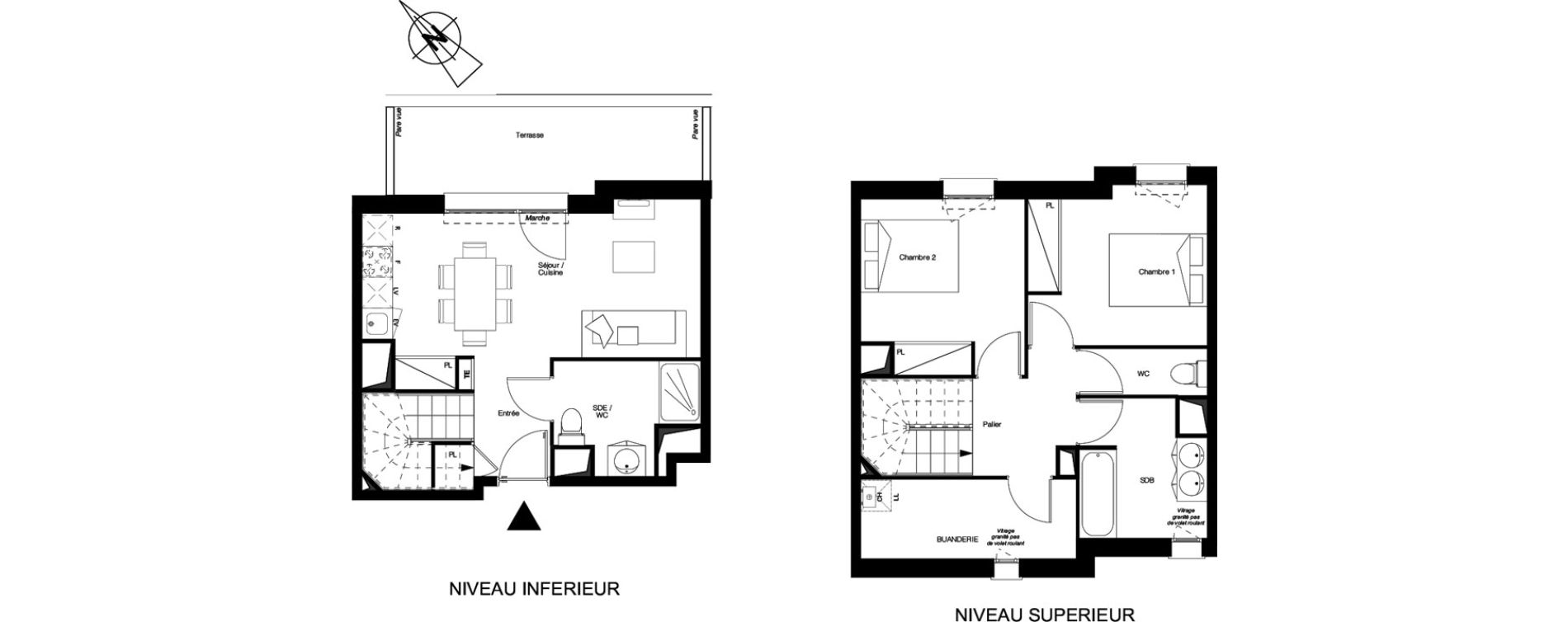 Duplex T3 de 68,18 m2 &agrave; Toulouse Les ar&egrave;nes