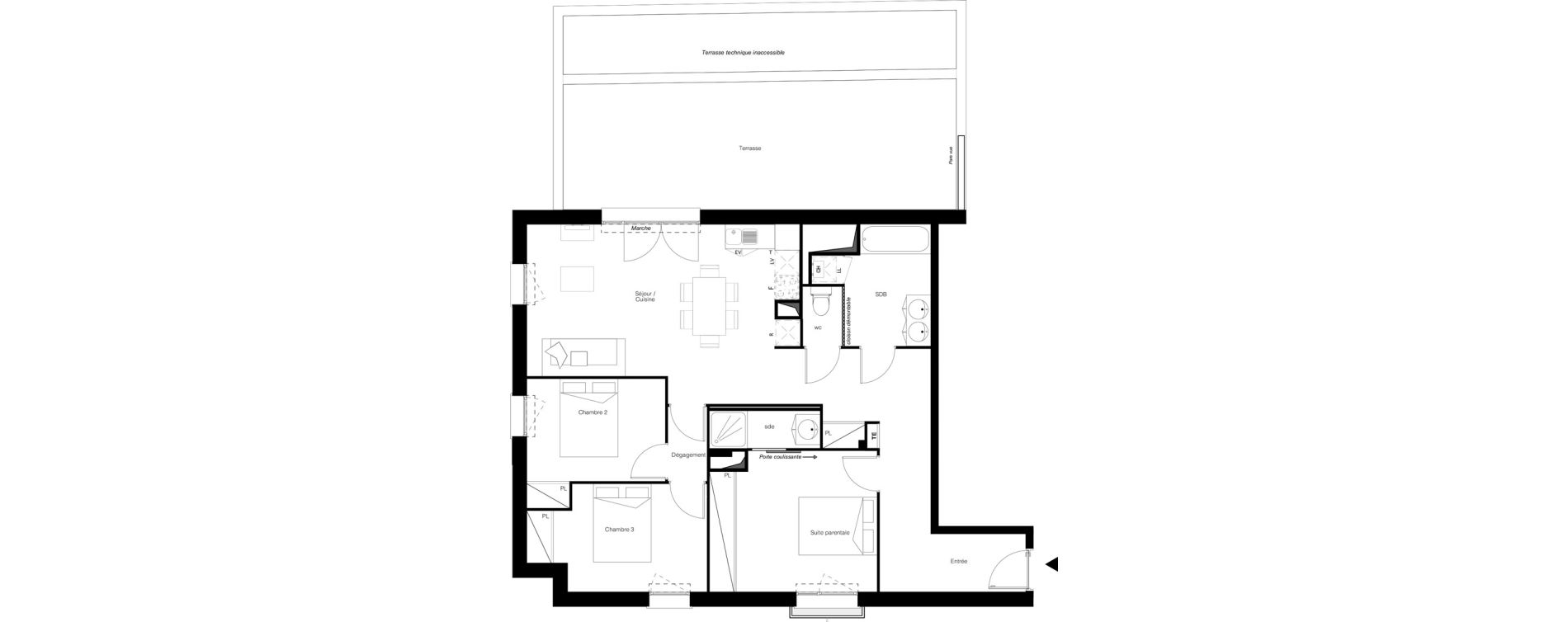 Appartement T4 de 85,45 m2 &agrave; Toulouse Les ar&egrave;nes