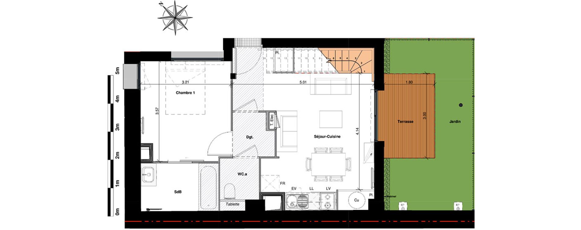 Duplex T3 de 55,58 m2 &agrave; Toulouse Matabiau