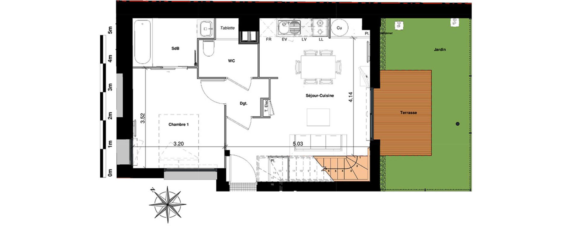 Duplex T3 de 53,14 m2 &agrave; Toulouse Matabiau