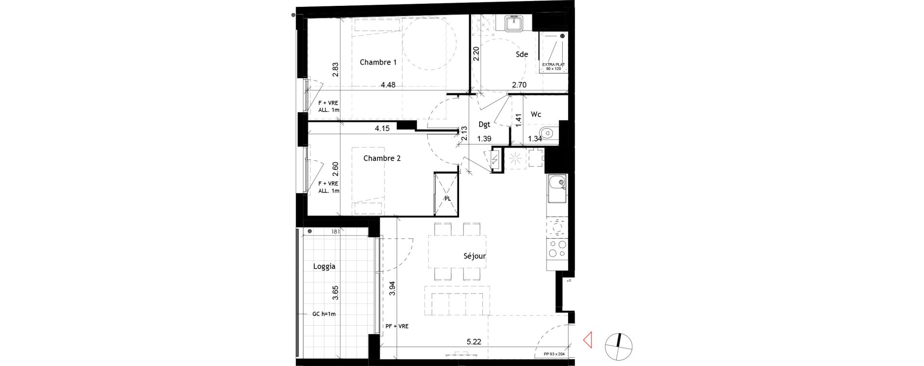 Appartement T3 de 58,30 m2 &agrave; Toulouse Barriere de paris