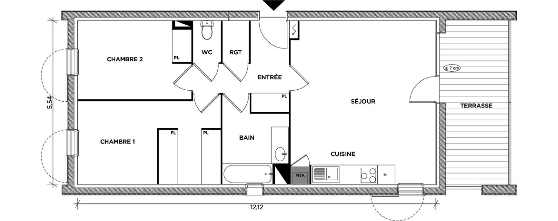 Appartement T3 de 64,99 m2 &agrave; Toulouse Montaudran