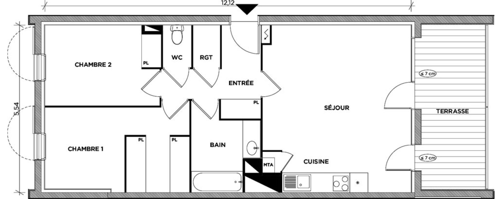 Appartement T3 de 63,99 m2 &agrave; Toulouse Montaudran