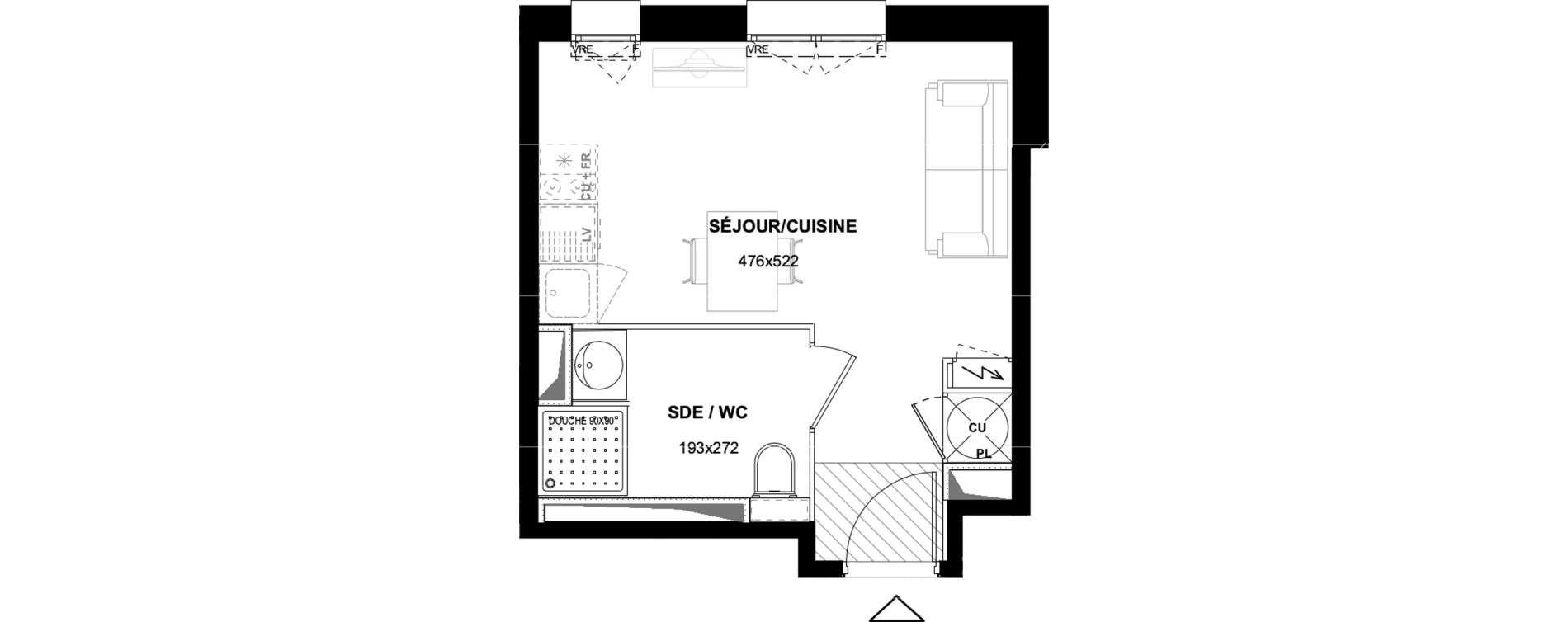 Appartement T1 de 21,80 m2 &agrave; Toulouse Sainte-lucie