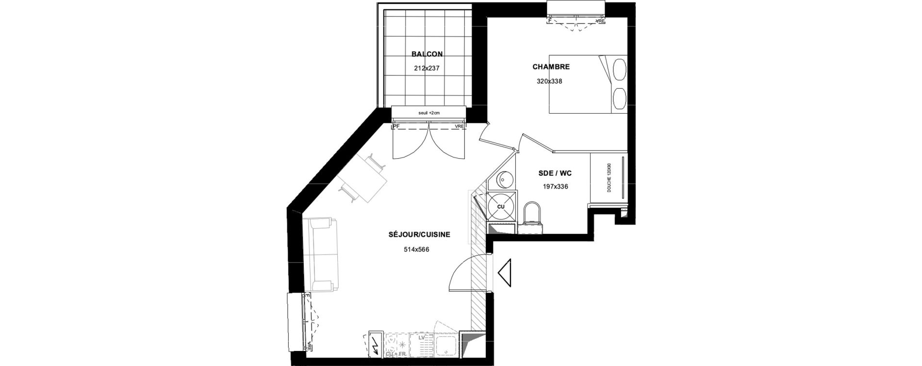 Appartement T2 de 38,90 m2 &agrave; Toulouse Sainte-lucie