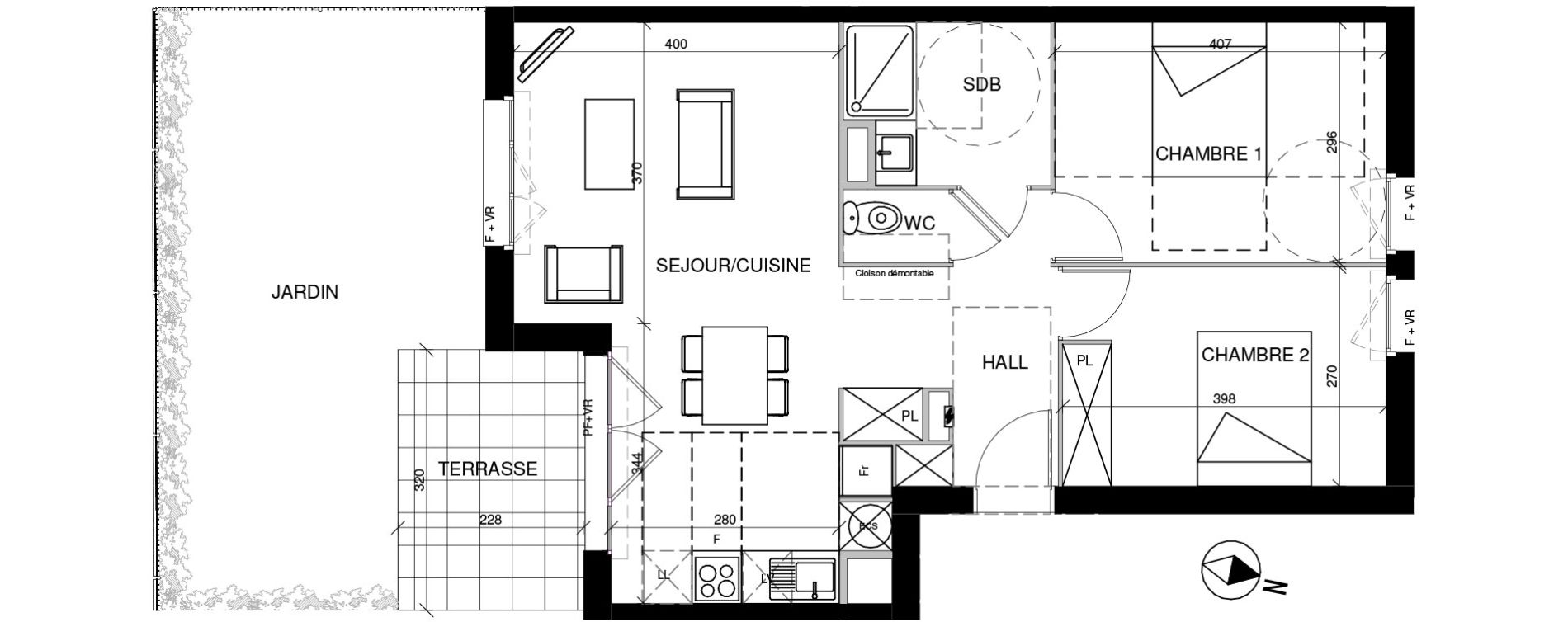 Appartement T3 de 61,65 m2 &agrave; Toulouse Trois cocus - borderouge - croix daurade - paleficat - grand selve