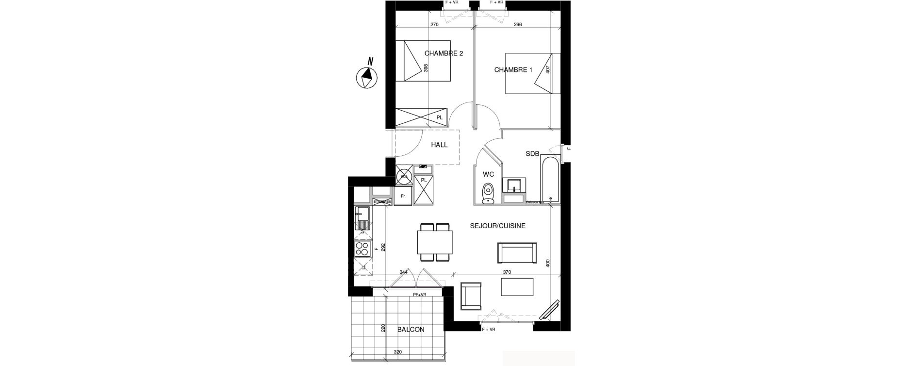 Appartement T3 de 61,40 m2 &agrave; Toulouse Trois cocus - borderouge - croix daurade - paleficat - grand selve