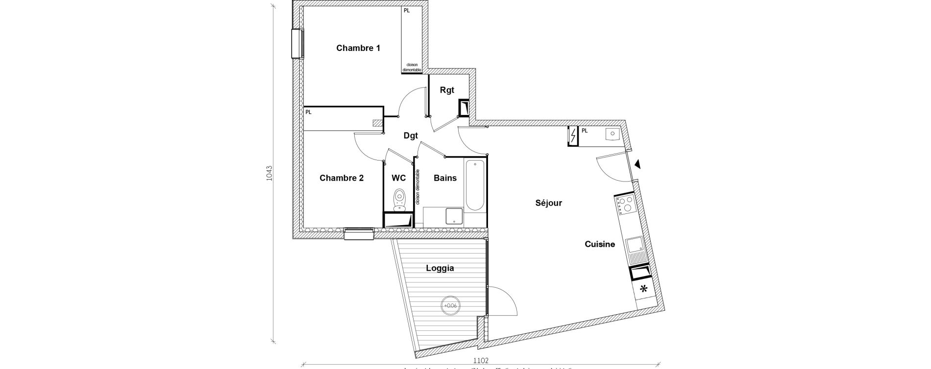 Appartement T3 de 61,30 m2 &agrave; Toulouse Saint agne