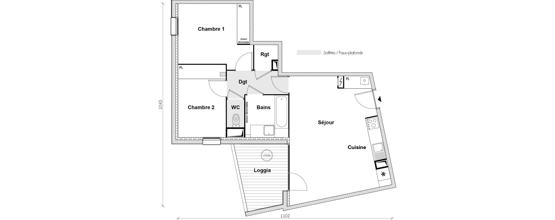 Appartement T3 de 61,30 m2 &agrave; Toulouse Saint agne