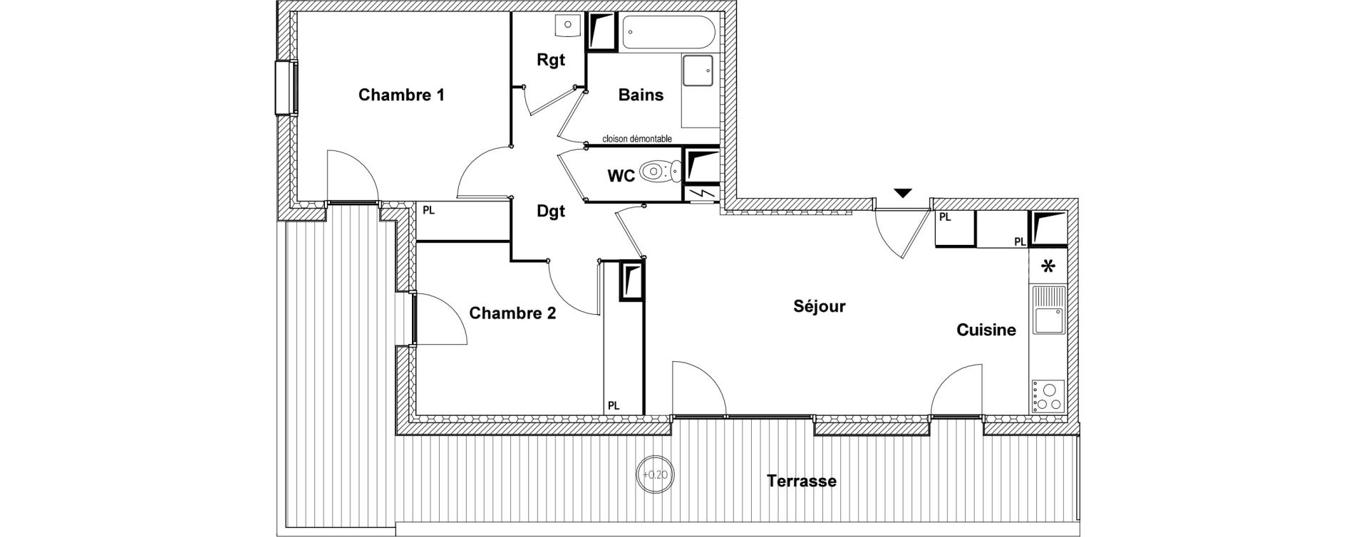 Appartement T3 de 58,53 m2 &agrave; Toulouse Saint agne