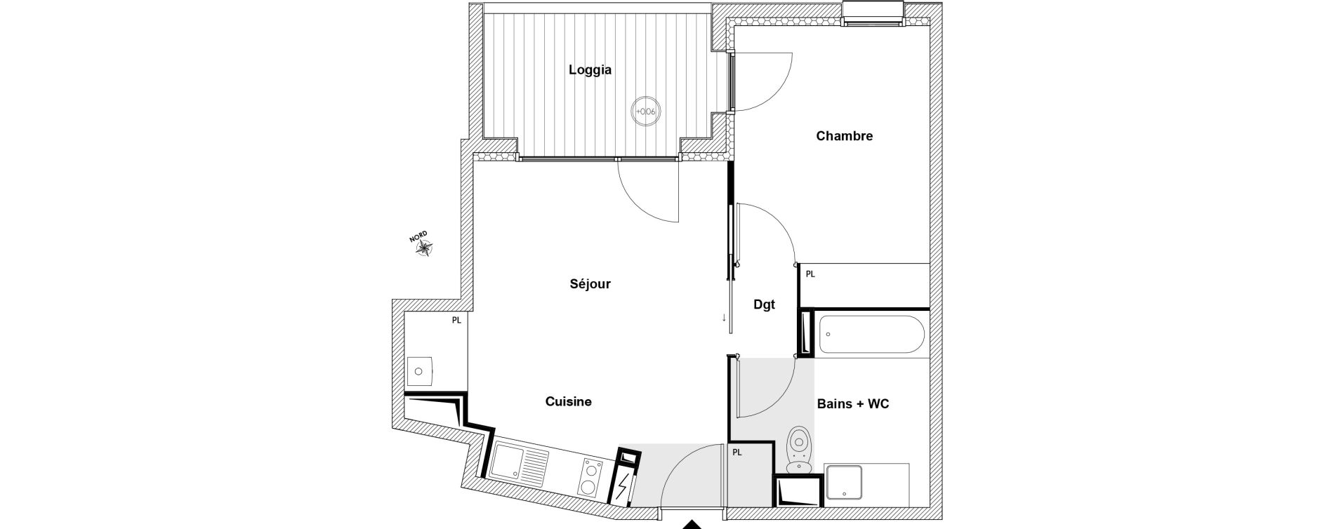 Appartement T2 de 39,53 m2 &agrave; Toulouse Saint agne