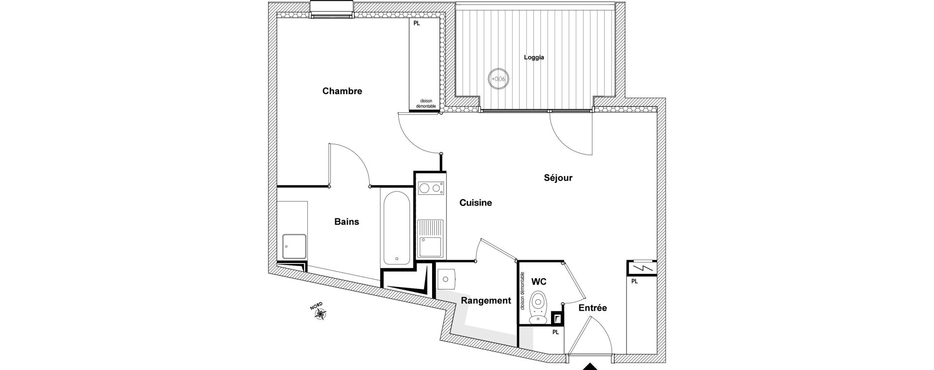 Appartement T2 de 40,56 m2 &agrave; Toulouse Saint agne