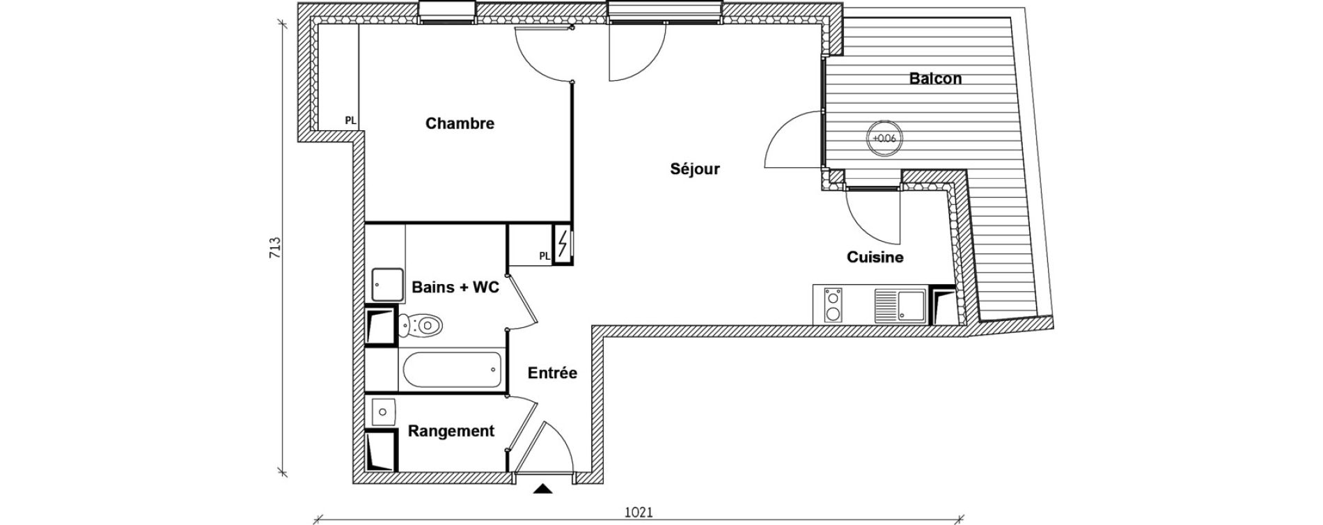 Appartement T2 de 47,24 m2 &agrave; Toulouse Saint agne