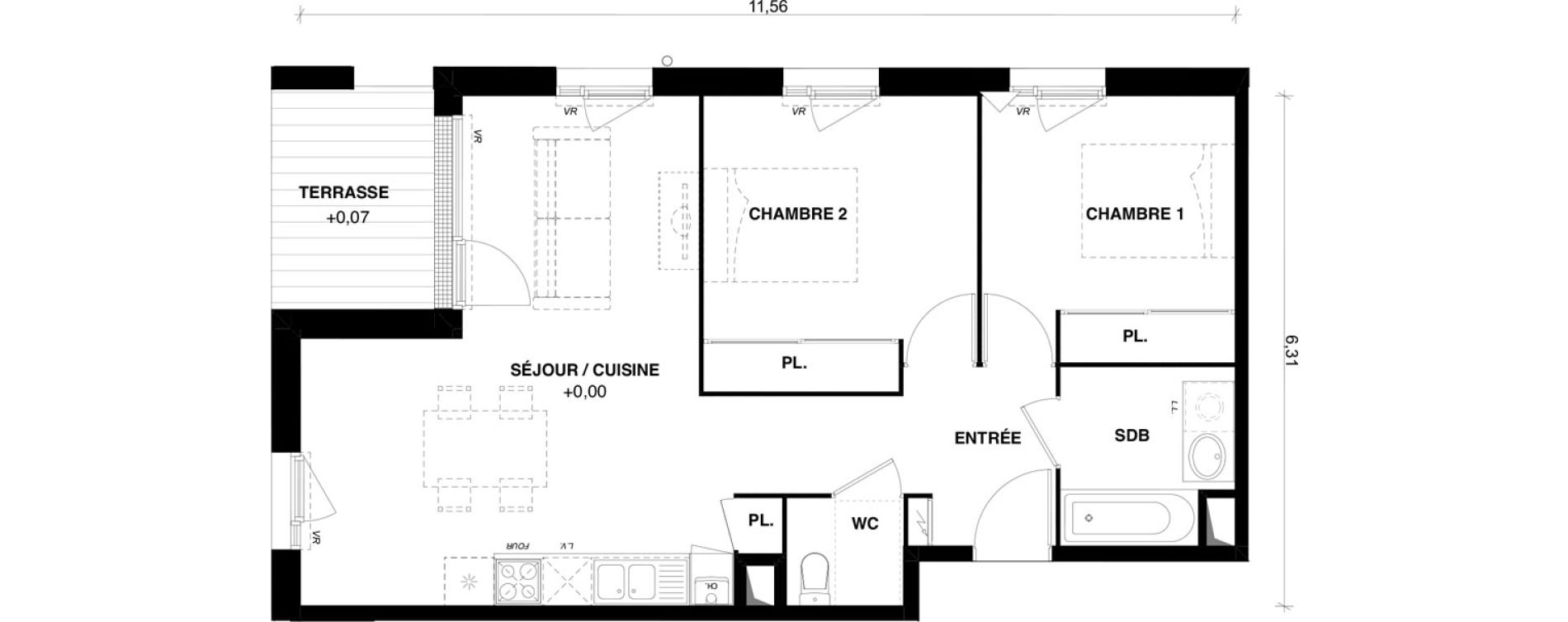Appartement T3 de 61,66 m2 &agrave; Toulouse Lalande