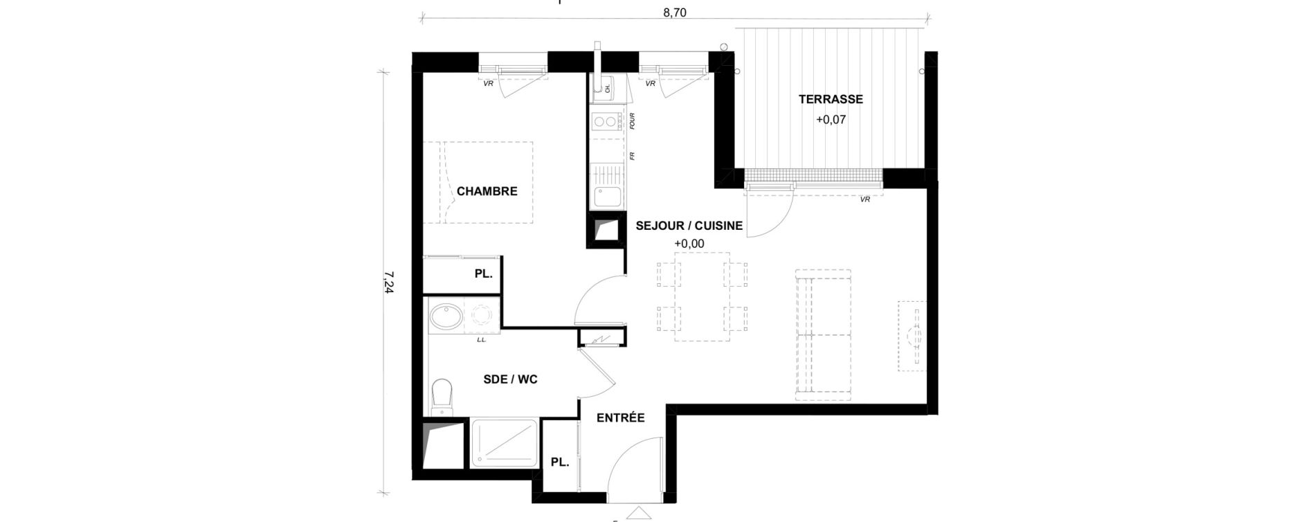 Appartement T2 de 45,84 m2 &agrave; Toulouse Lalande