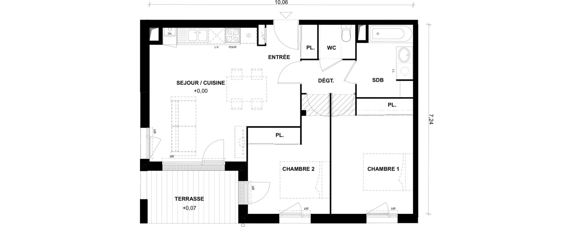Appartement T3 de 62,77 m2 &agrave; Toulouse Lalande
