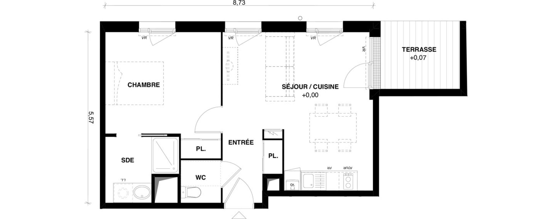 Appartement T2 de 44,54 m2 &agrave; Toulouse Lalande