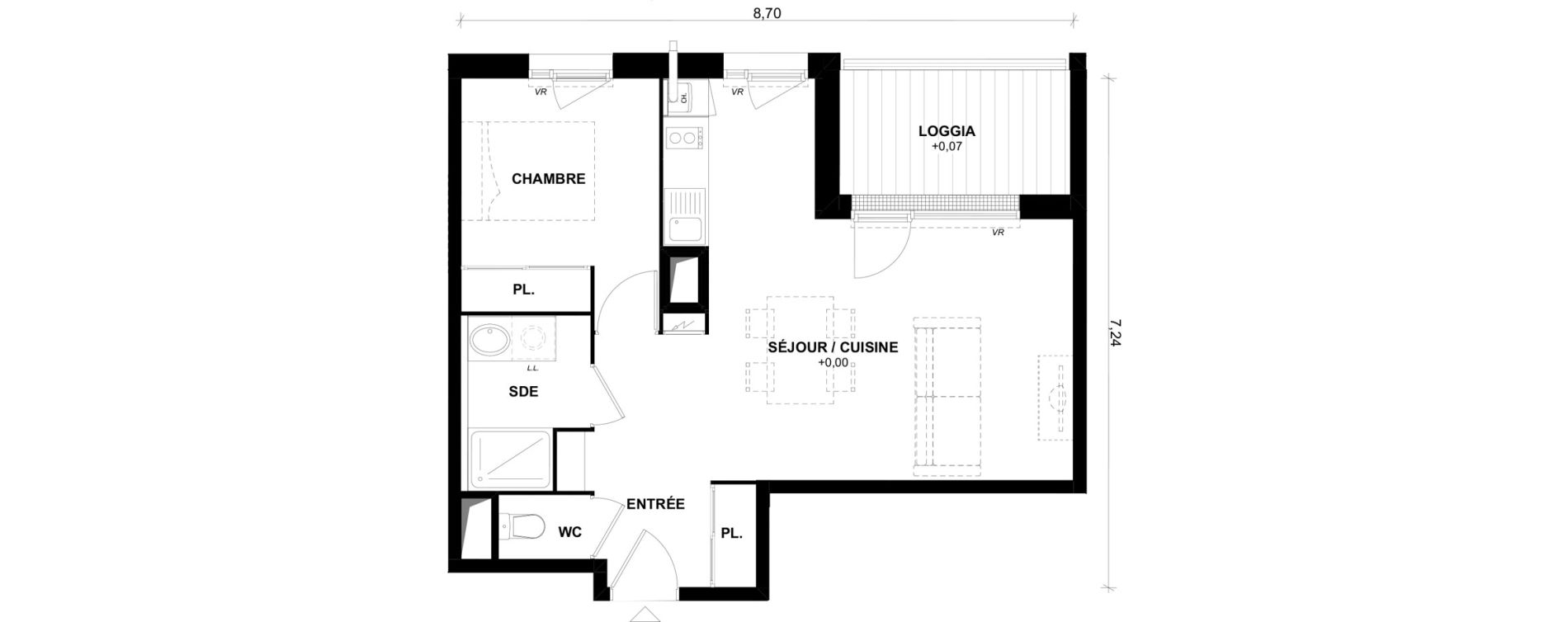 Appartement T2 de 45,58 m2 &agrave; Toulouse Lalande