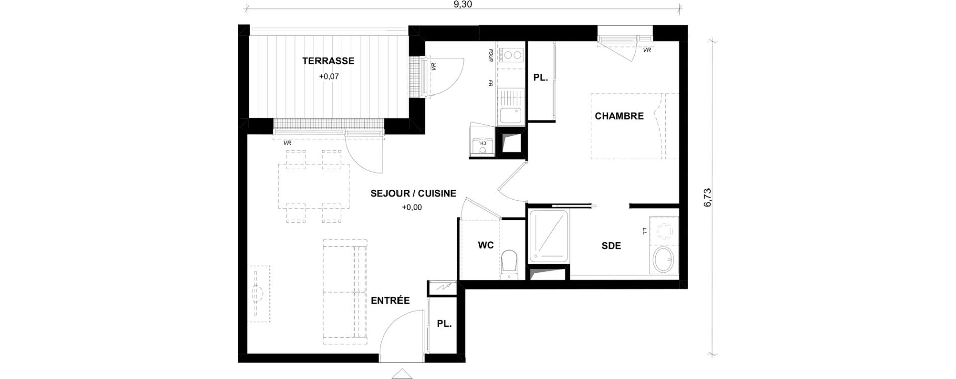 Appartement T2 de 45,60 m2 &agrave; Toulouse Lalande