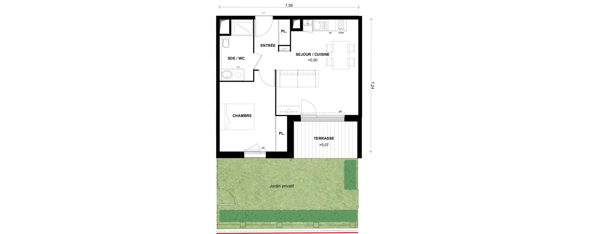 Appartement T2 de 45,35 m2 &agrave; Toulouse Lalande