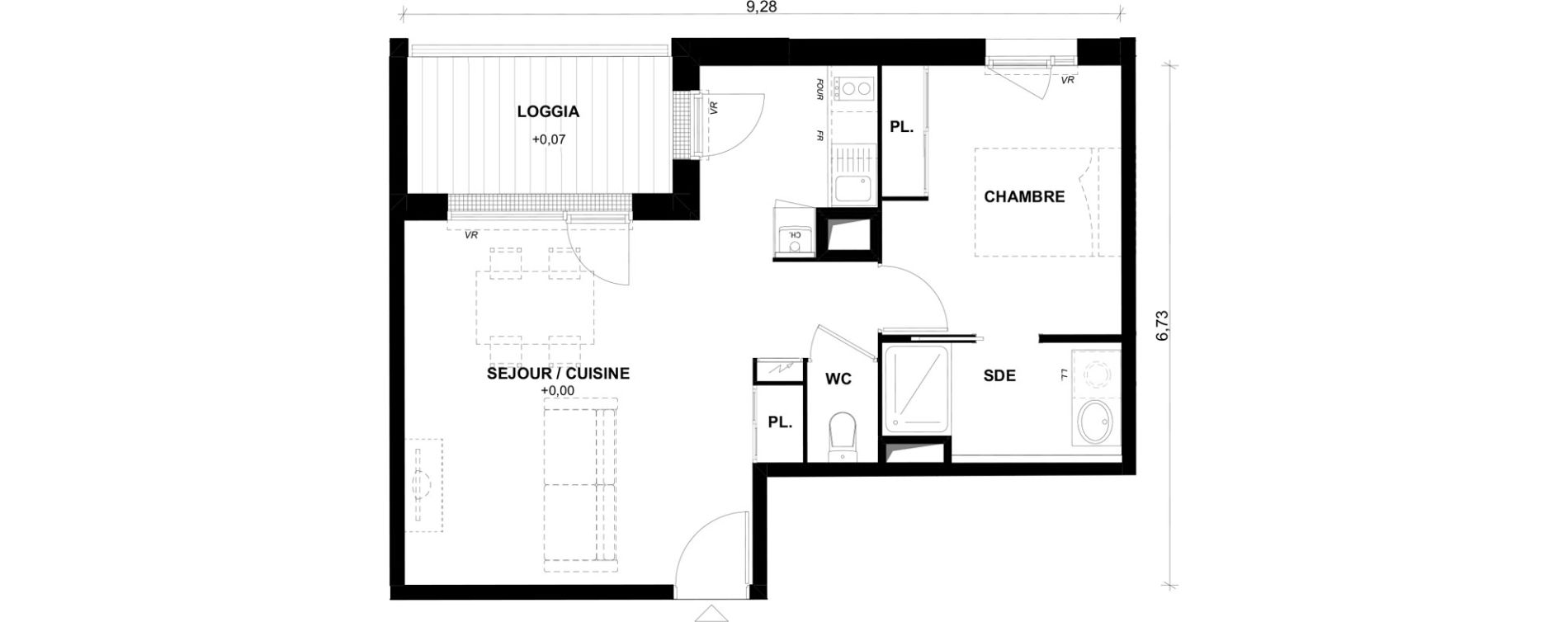 Appartement T2 de 45,38 m2 &agrave; Toulouse Lalande