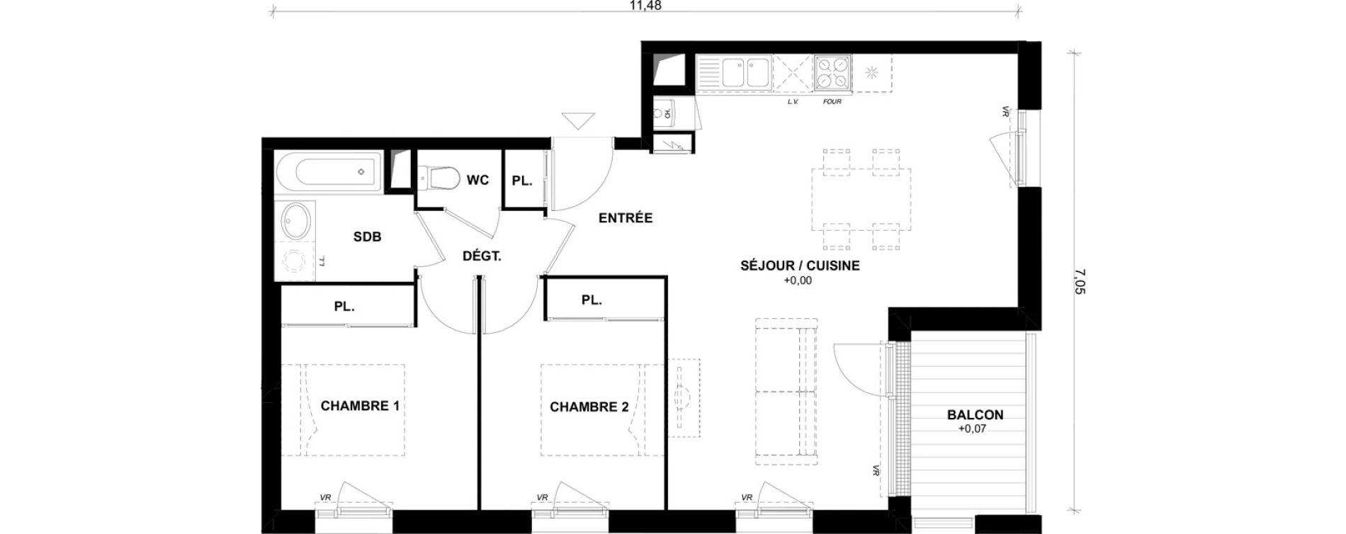 Appartement T3 de 63,39 m2 &agrave; Toulouse Lalande