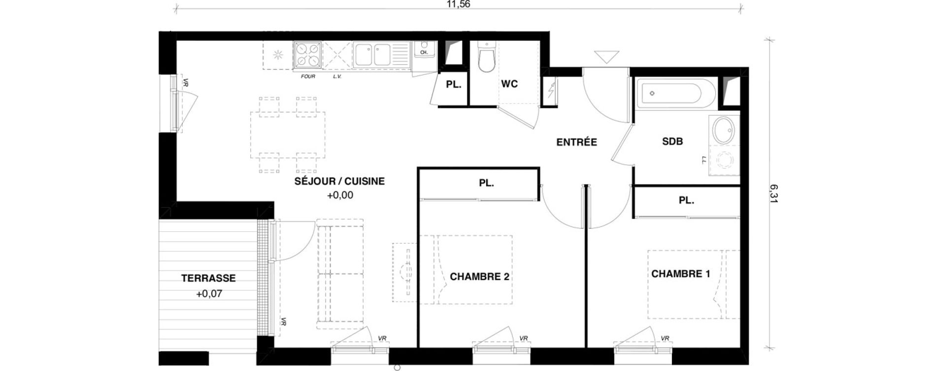 Appartement T3 de 61,66 m2 &agrave; Toulouse Lalande