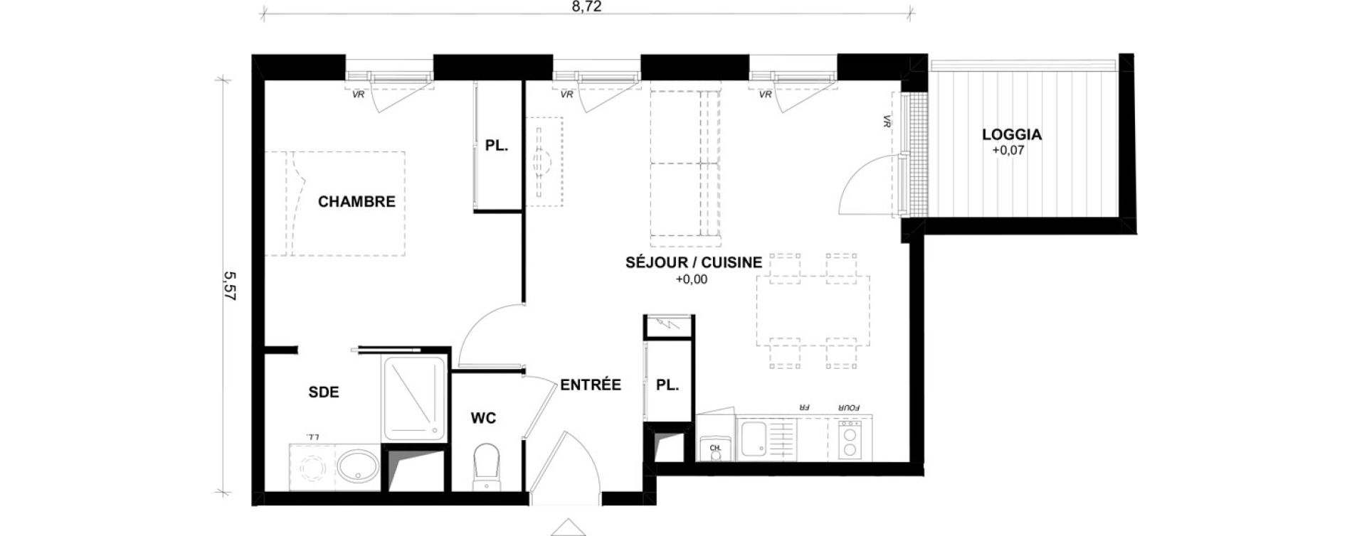 Appartement T2 de 44,76 m2 &agrave; Toulouse Lalande