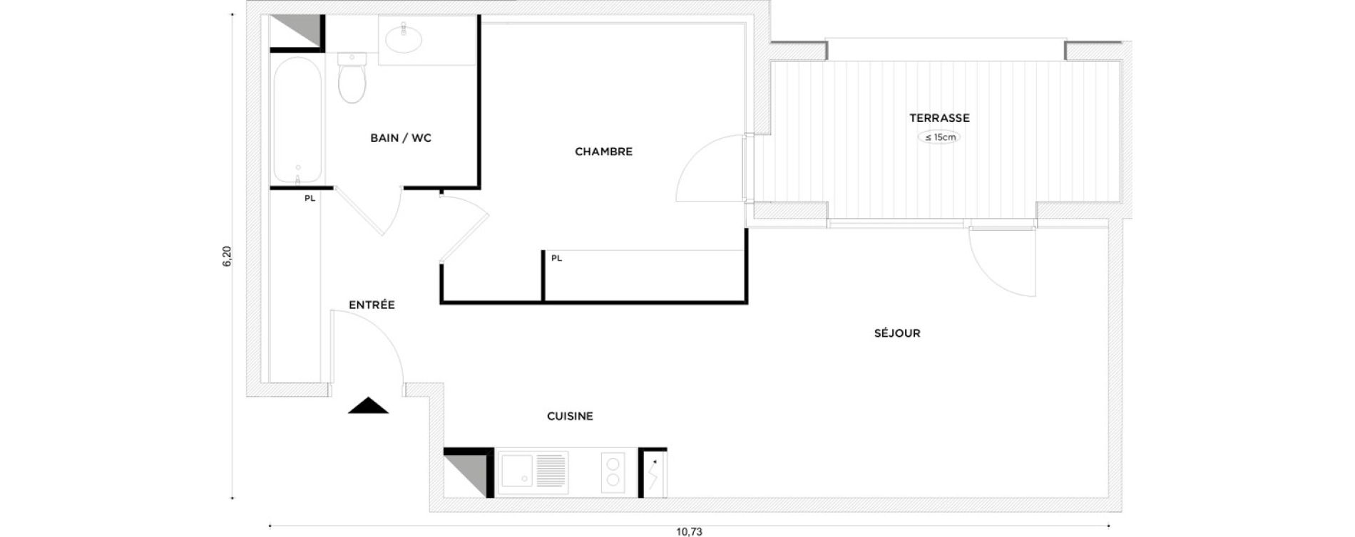 Appartement T2 de 48,46 m2 &agrave; Toulouse Croix daurade