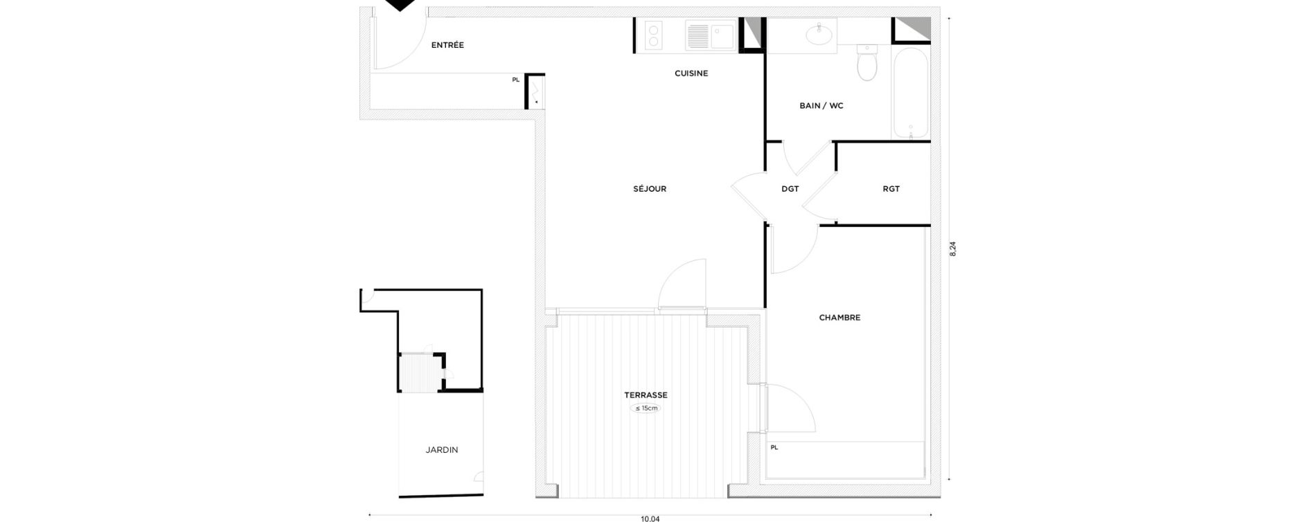 Appartement T2 de 48,00 m2 &agrave; Toulouse Croix daurade