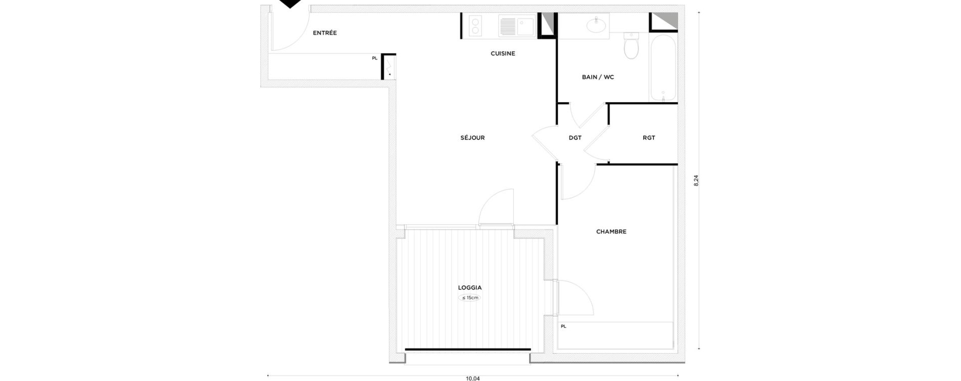 Appartement T2 de 48,00 m2 &agrave; Toulouse Croix daurade