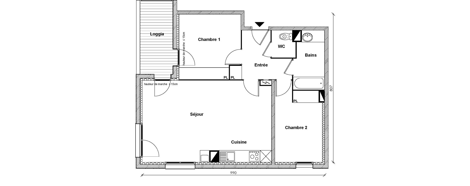 Appartement T3 de 65,56 m2 &agrave; Toulouse Montaudran