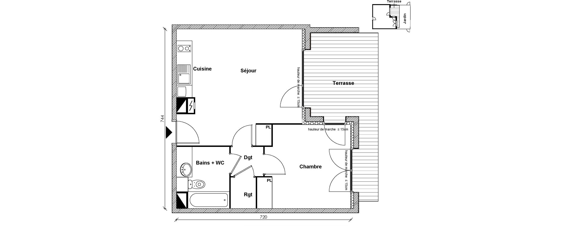 Appartement T2 de 44,10 m2 &agrave; Toulouse Montaudran