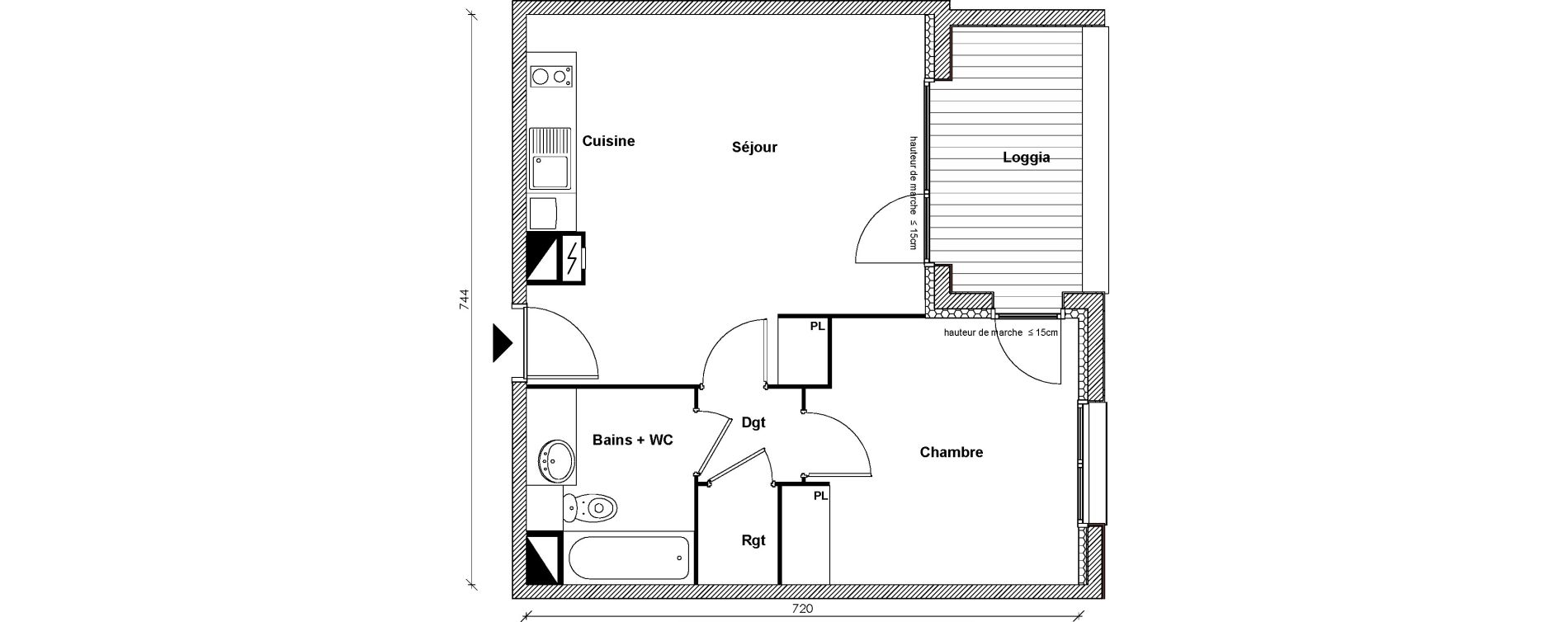Appartement T2 de 44,10 m2 &agrave; Toulouse Montaudran