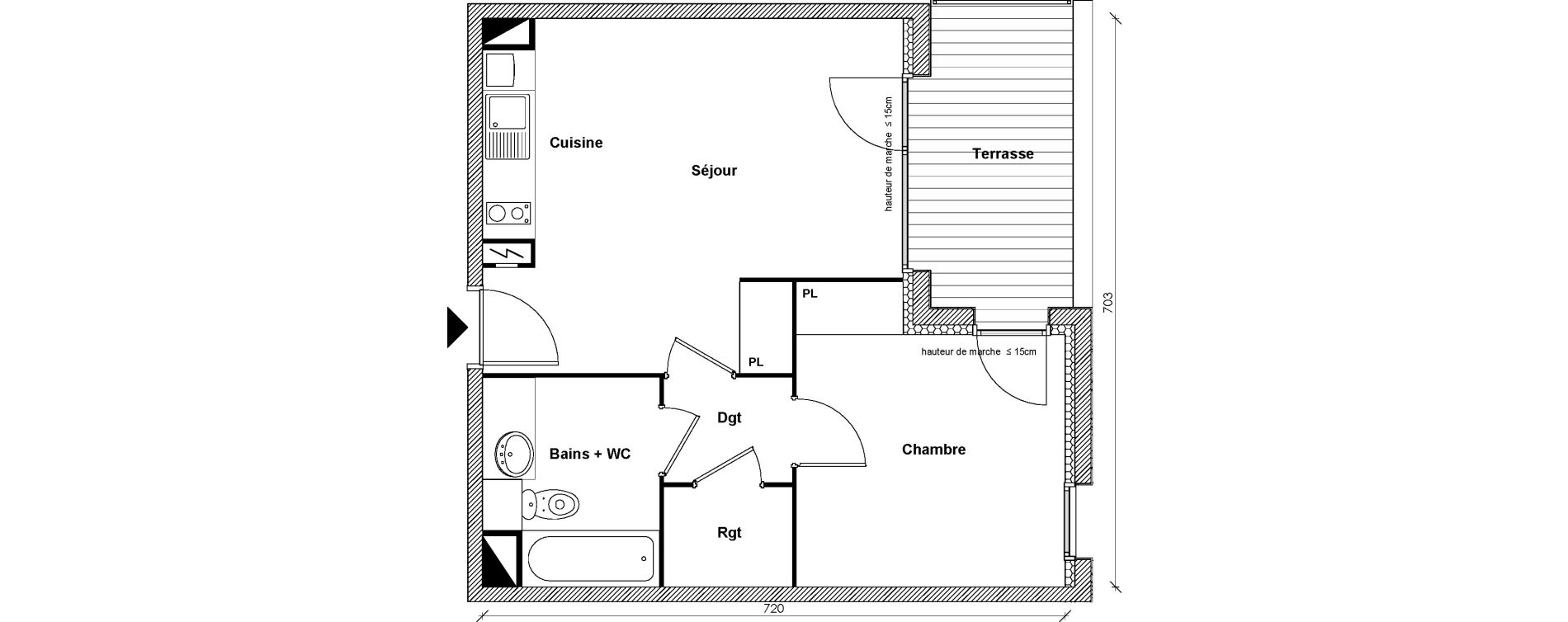 Appartement T2 de 41,29 m2 &agrave; Toulouse Montaudran
