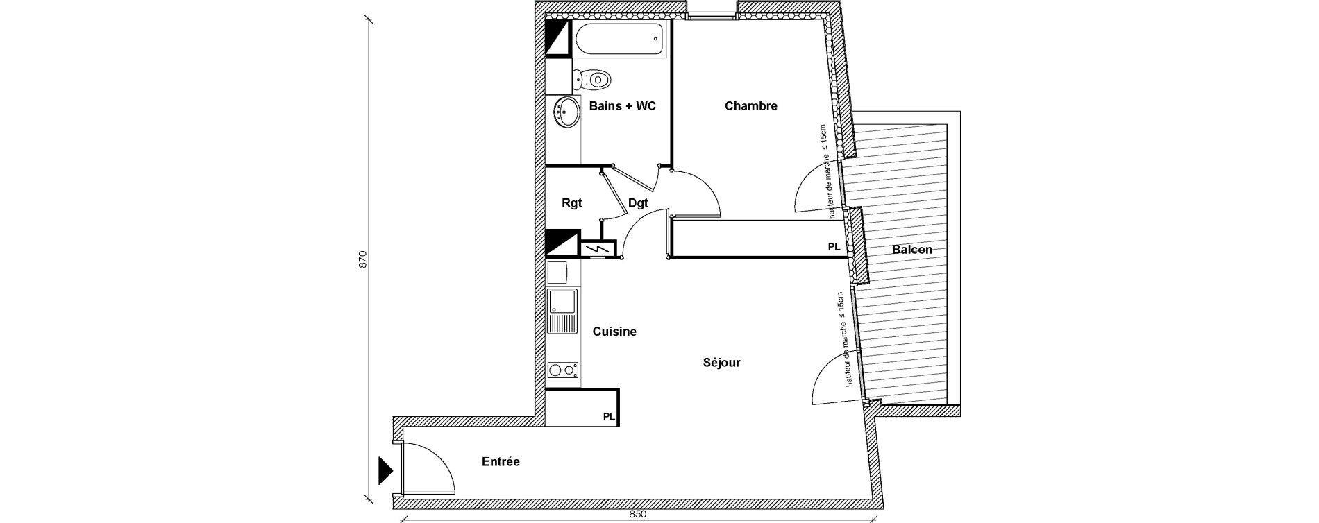 Appartement T2 de 49,50 m2 &agrave; Toulouse Montaudran