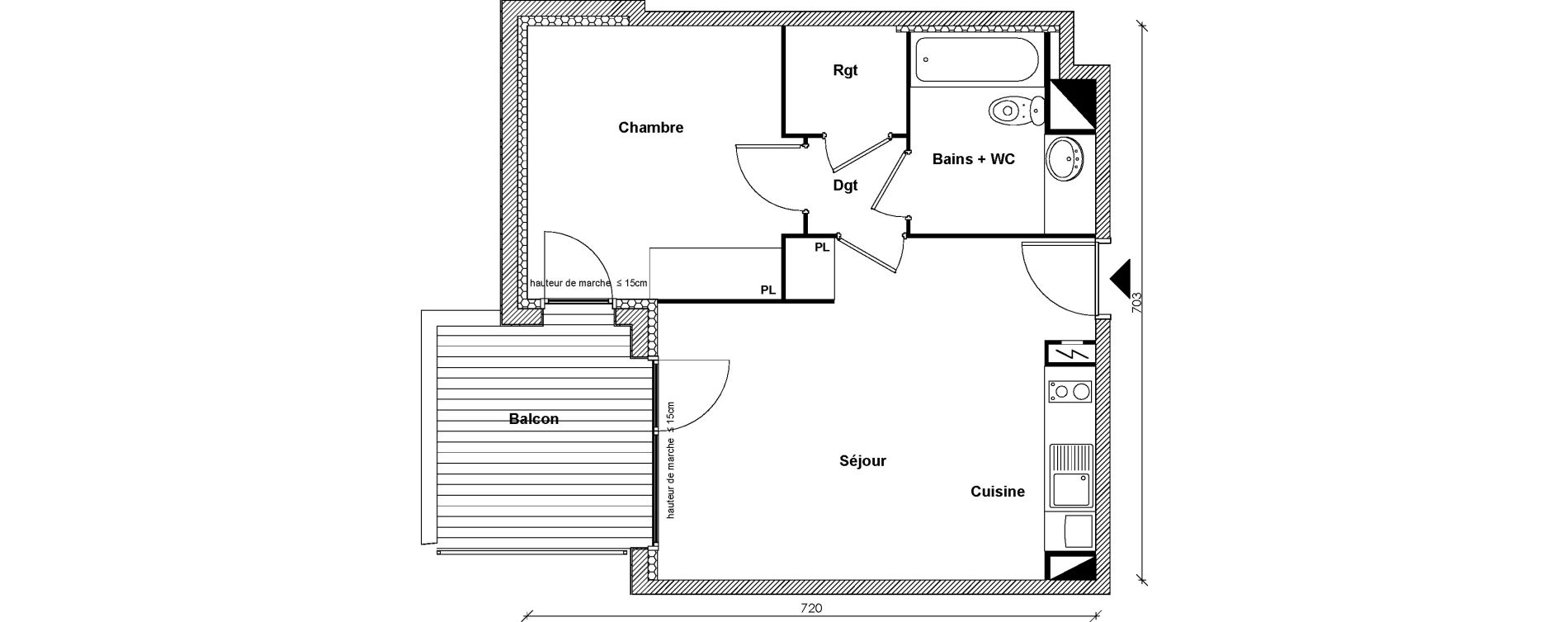 Appartement T2 de 42,57 m2 &agrave; Toulouse Montaudran