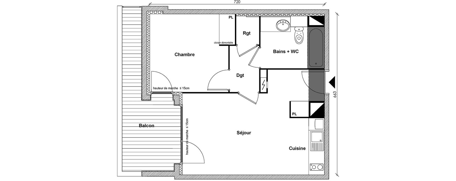 Appartement T2 de 41,05 m2 &agrave; Toulouse Montaudran