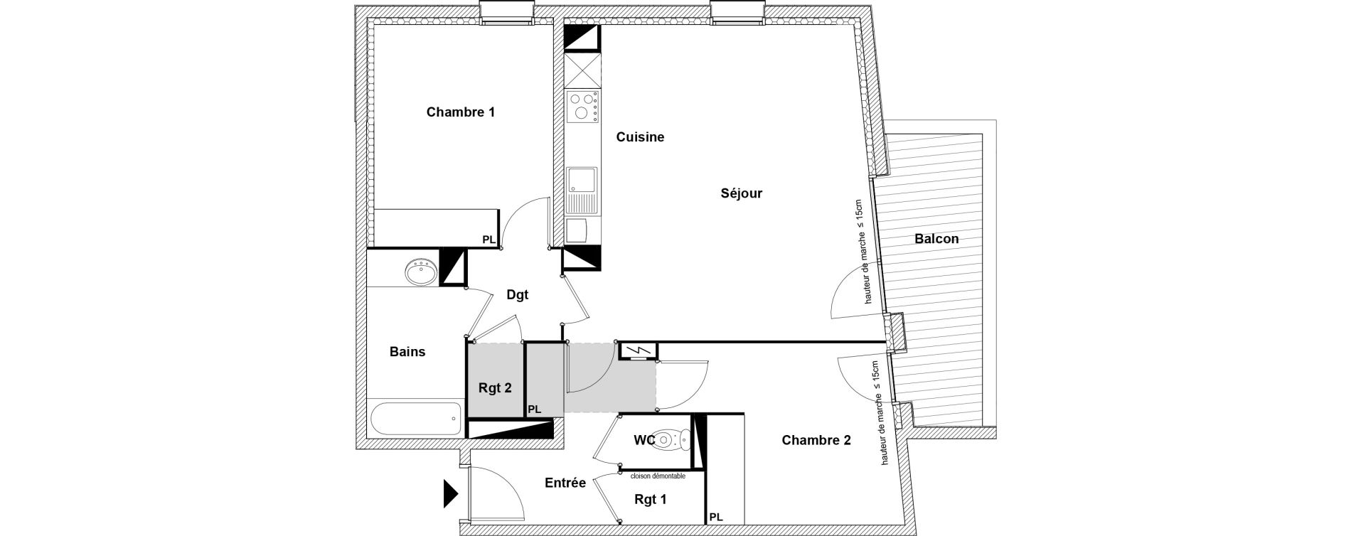 Appartement T3 de 70,12 m2 &agrave; Toulouse Montaudran