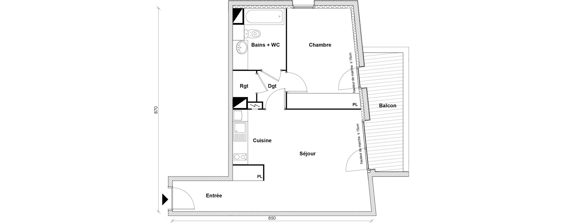Appartement T2 de 49,50 m2 &agrave; Toulouse Montaudran