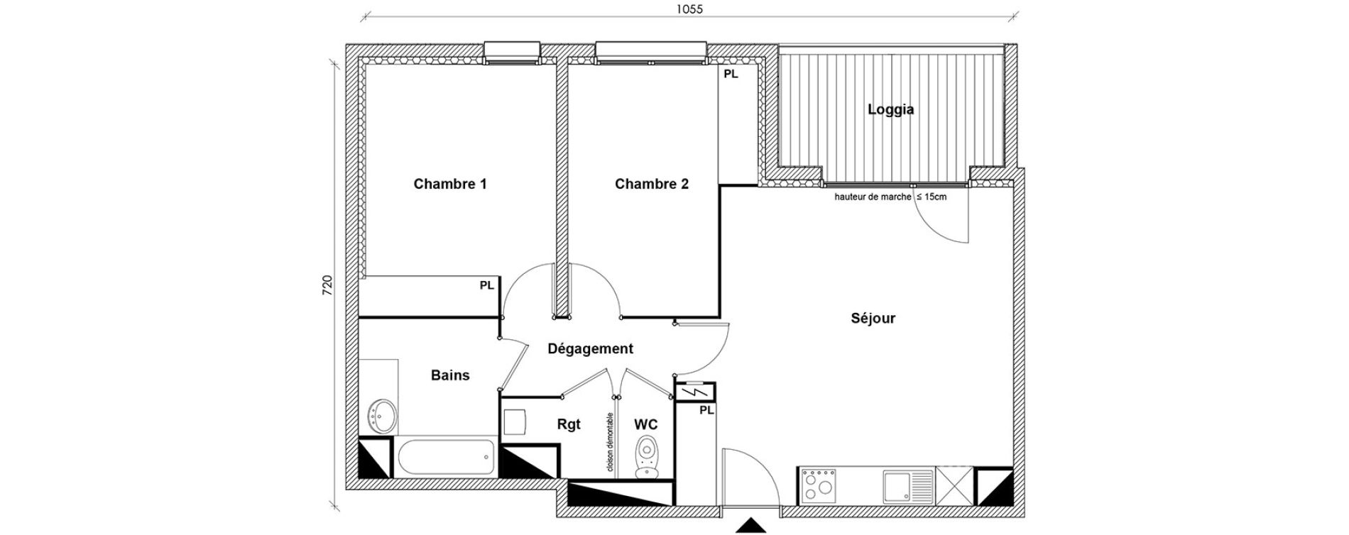 Appartement T3 de 62,43 m2 &agrave; Toulouse Montaudran