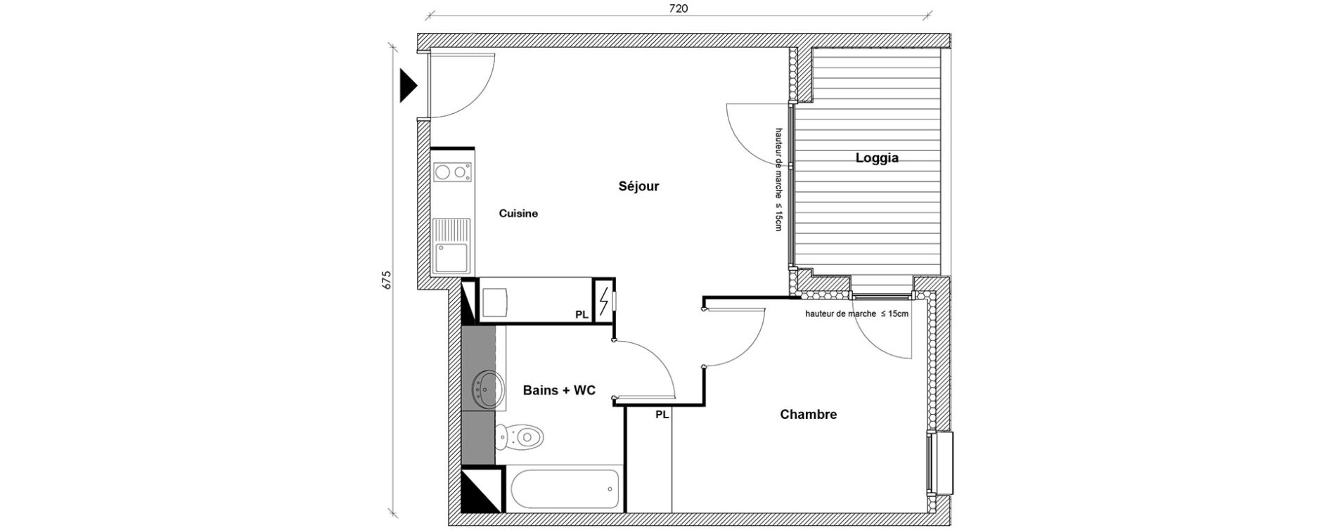 Appartement T2 de 38,42 m2 &agrave; Toulouse Montaudran