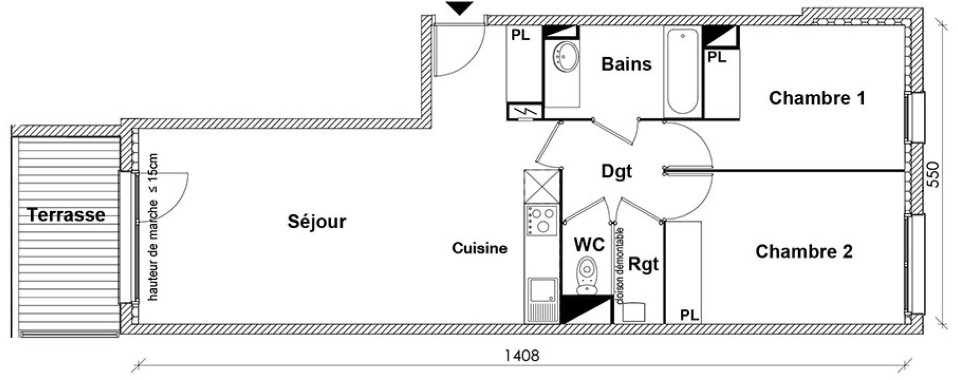 Appartement T3 de 64,88 m2 &agrave; Toulouse Montaudran