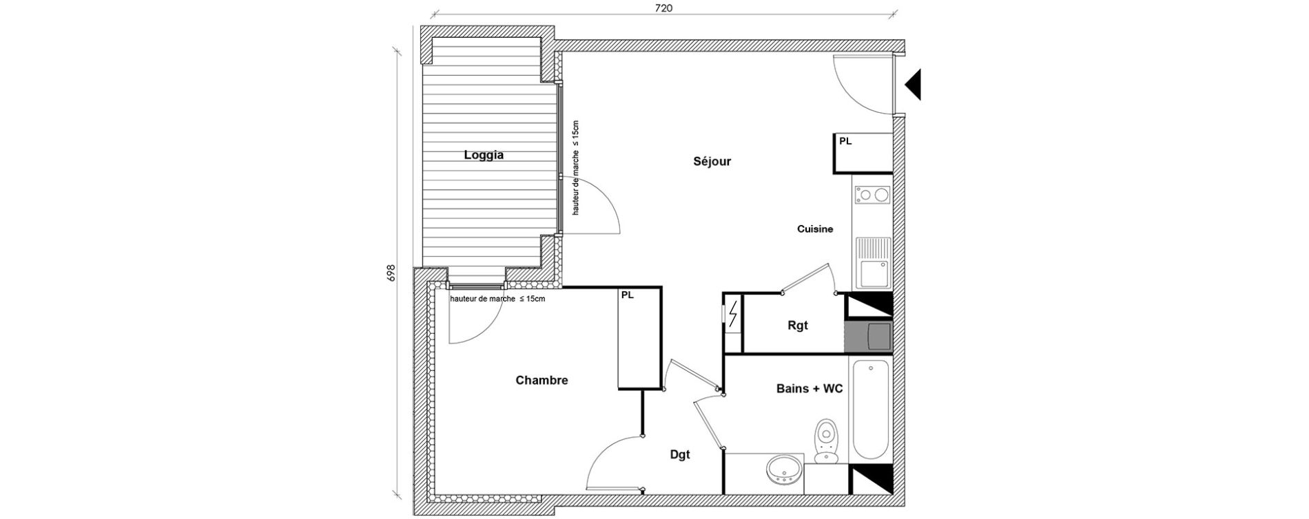 Appartement T2 de 41,02 m2 &agrave; Toulouse Montaudran